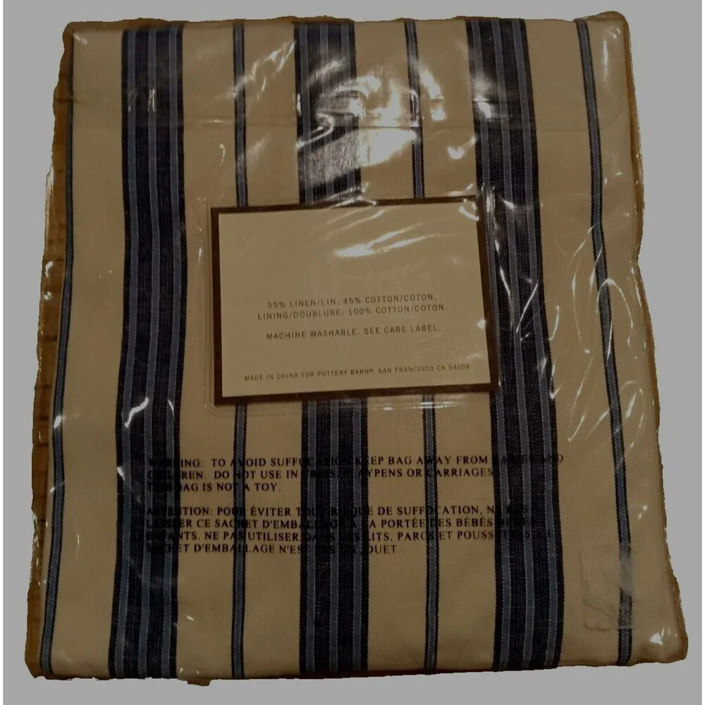 NEW Pottery Barn Armchair Slipcover Linen Oxford Stripe Napa Farmhouse Rare Find
